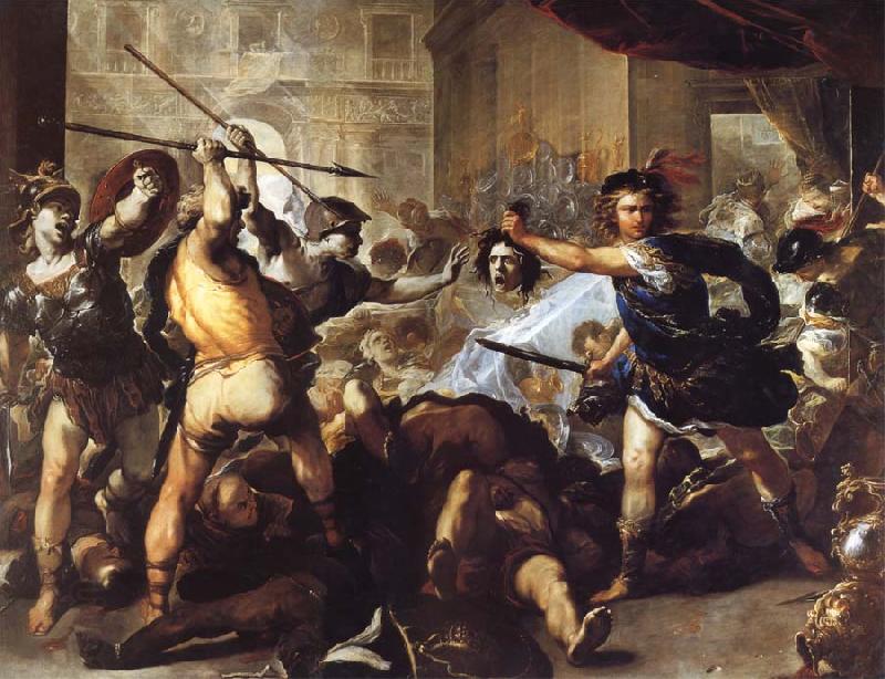 Luca  Giordano Perseus Turning Phineas and his followers to stone China oil painting art